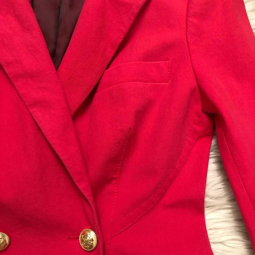 Derek Lam 10 Crosby Classic Double Breasted Fitted Red Fuchsia Blazer size 2
